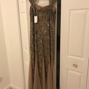 ADRIANA pappell nude colored sequin dress size 12